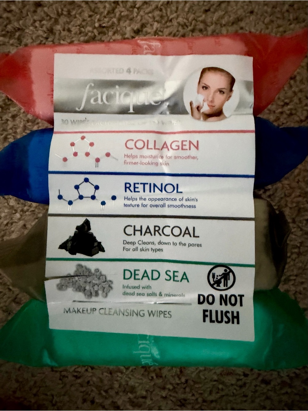 Makeup Cleansing Wipes - Assorted (Collagen, Retinol, Charcoal, Dead Sea)
